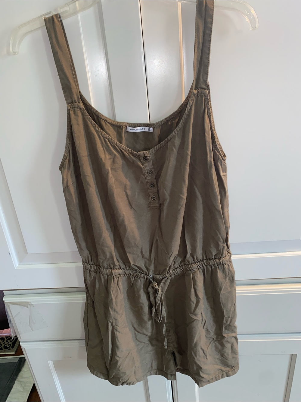 Staccato Olive Drawstring Sleeveless Romper